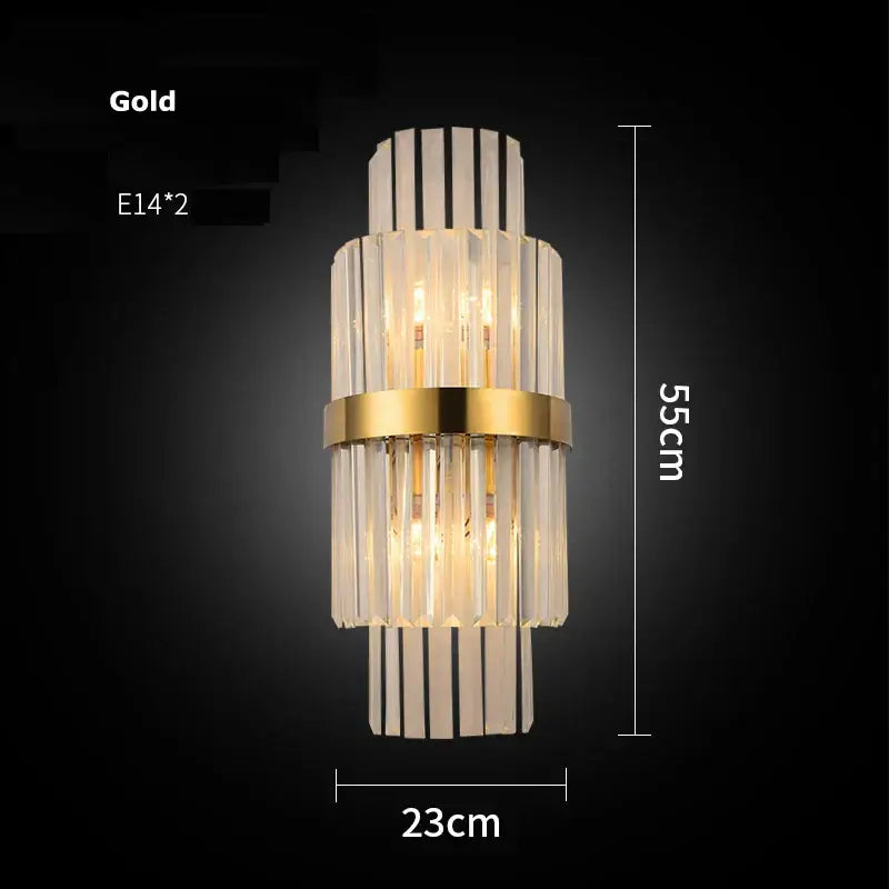 Modern gold and clear crystal led wall sconce bedroom light