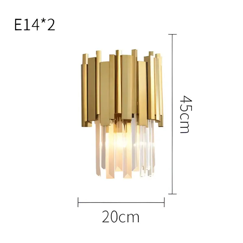 Modern gold and clear crystal led wall sconce bedroom light