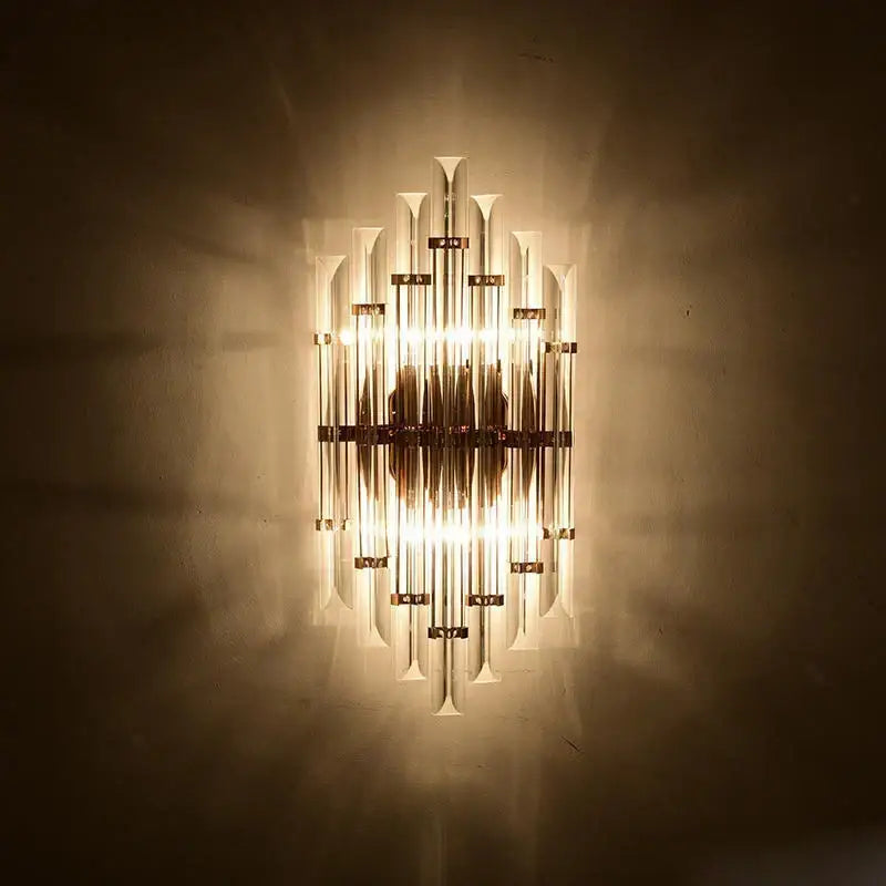 Modern gold and clear crystal led wall sconce bedroom light