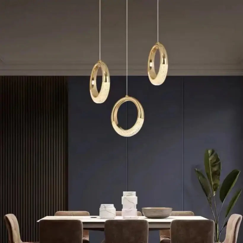 Modern gold and crystal oval bedside pendant light bedroom decor