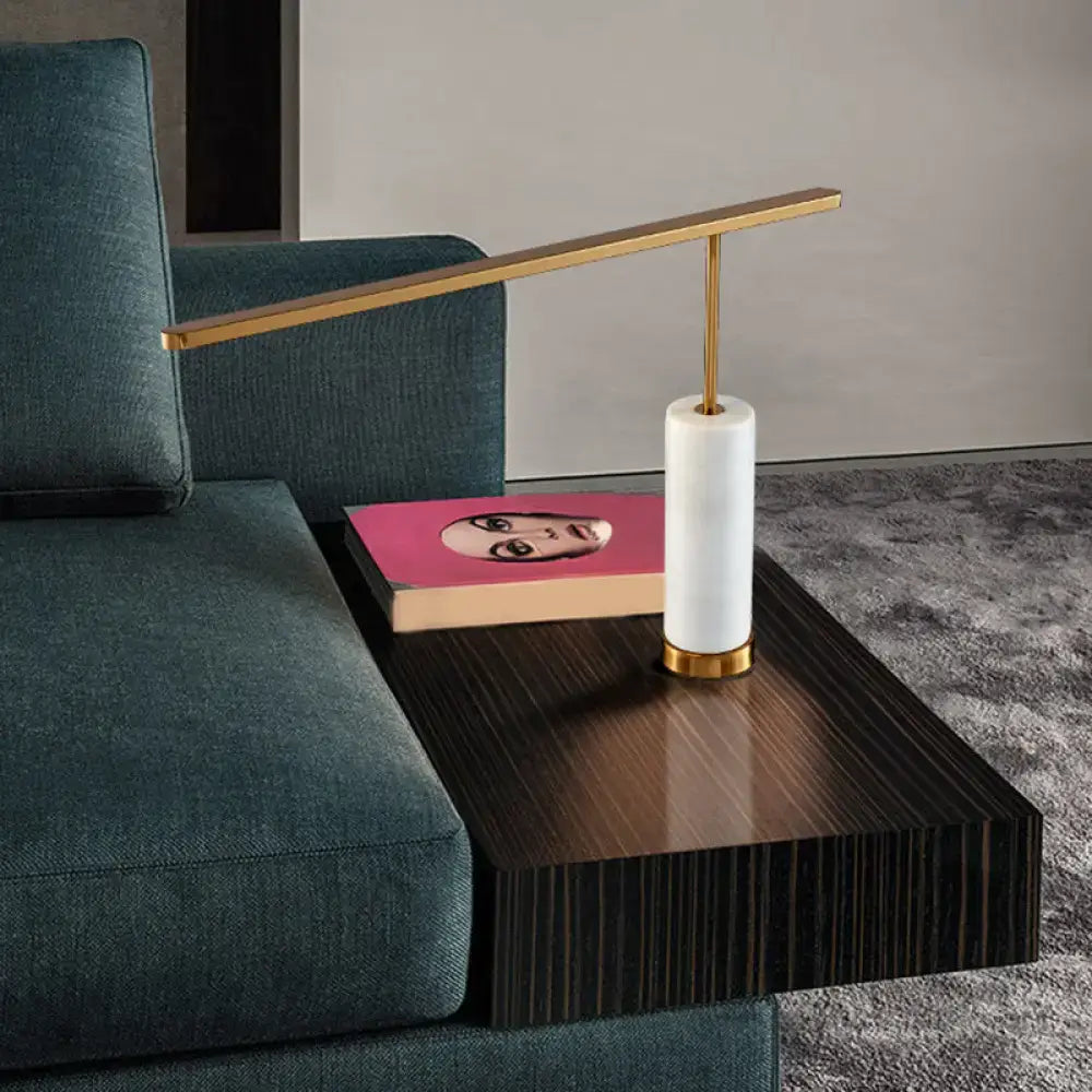 Modern gold and marble led nightstand lamp bedroom table light