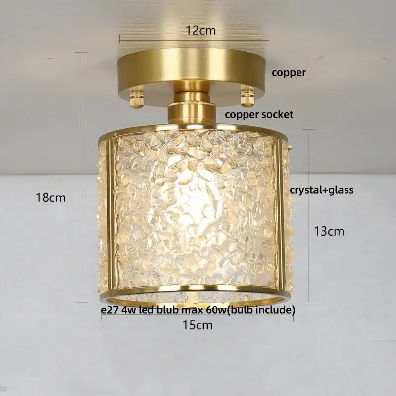 Modern gold and pale green glass mosaic ceiling light bedroom