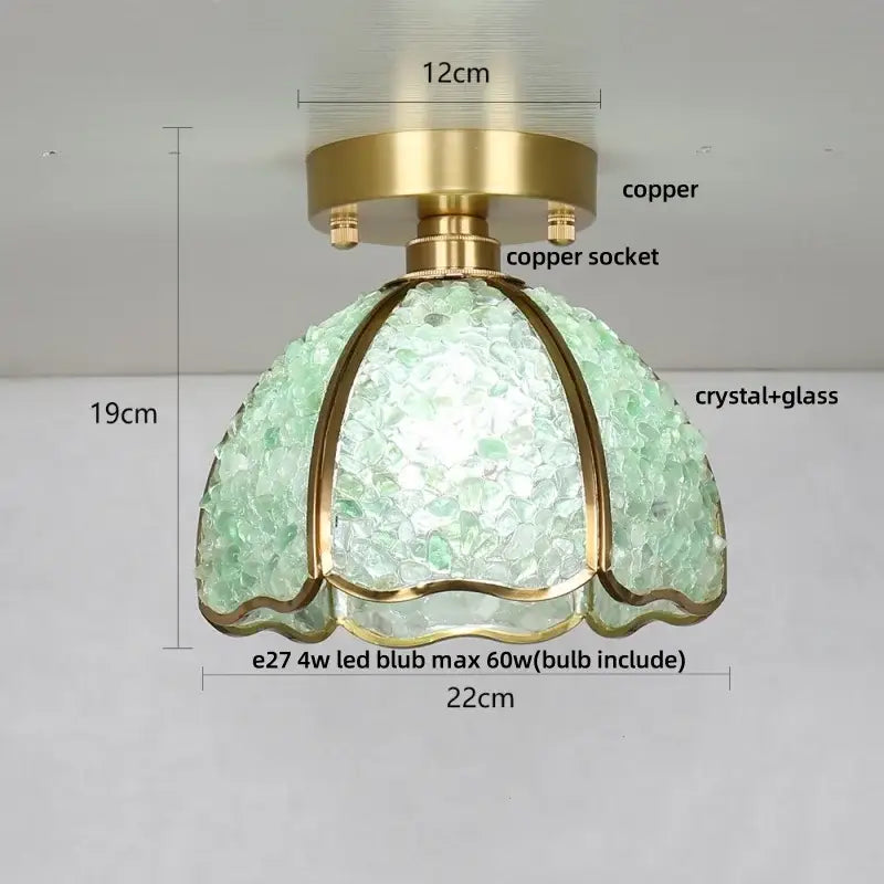 Modern gold and pale green glass mosaic ceiling light bedroom