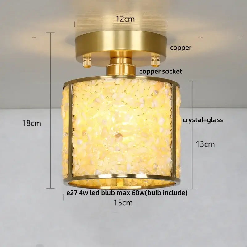 Modern gold and pale green glass mosaic ceiling light bedroom