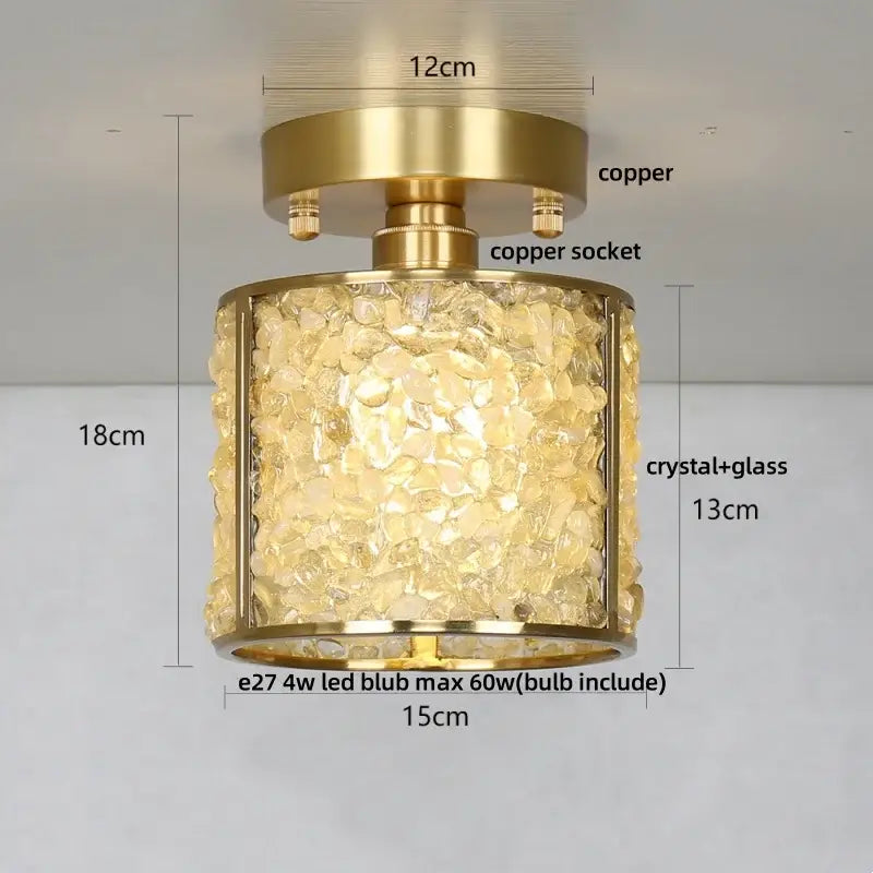 Modern gold and pale green glass mosaic ceiling light bedroom