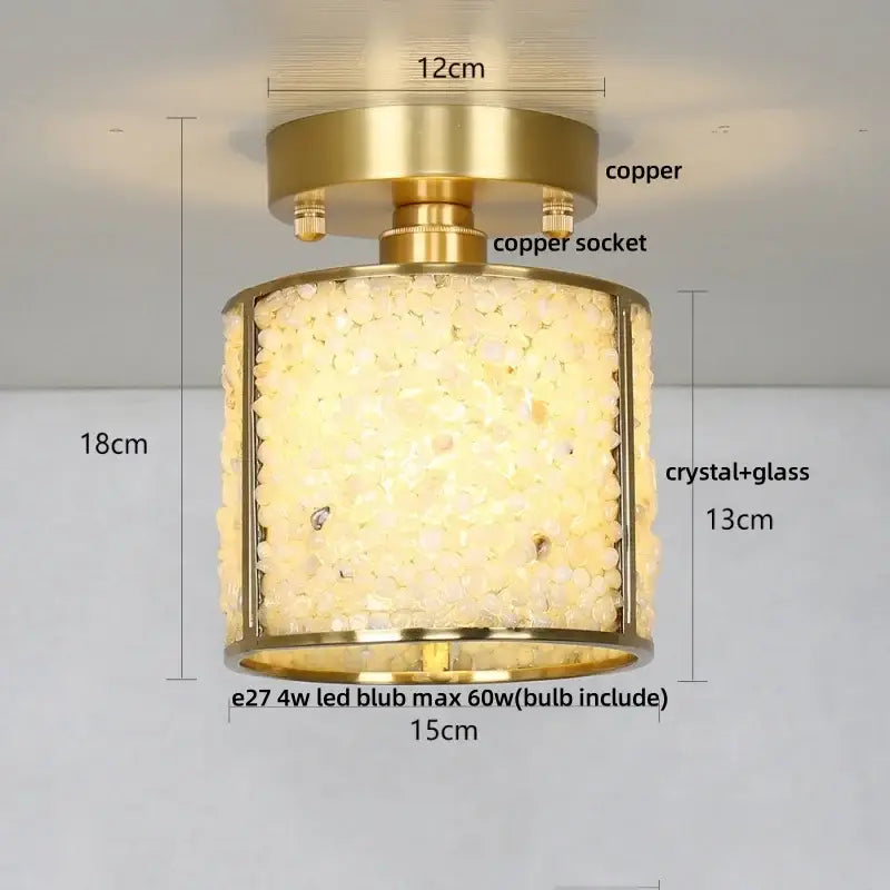 Modern gold and pale green glass mosaic ceiling light bedroom