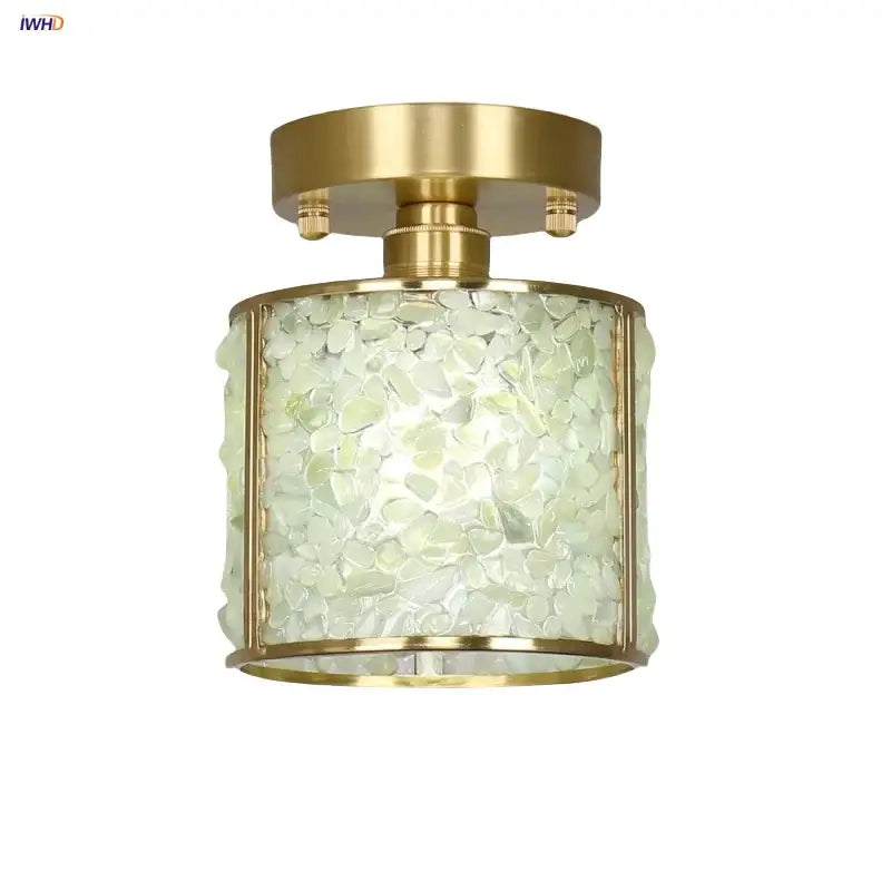 Modern gold and pale green glass mosaic ceiling light bedroom