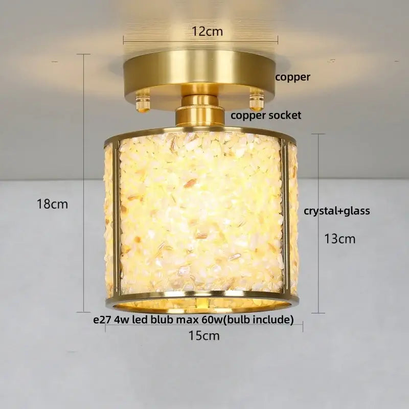 Modern gold and pale green glass mosaic ceiling light bedroom
