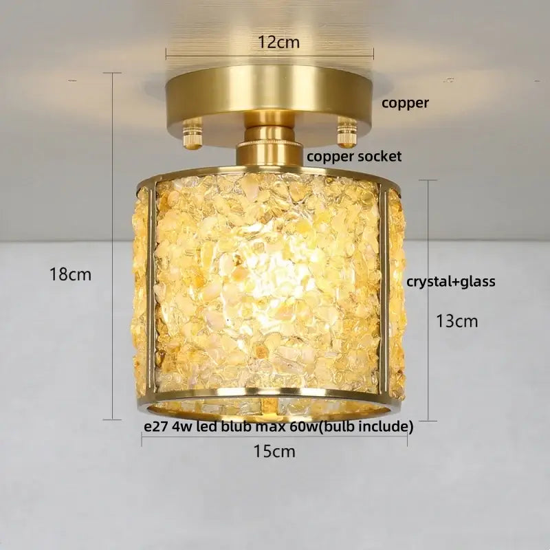 Modern gold and pale green glass mosaic ceiling light bedroom