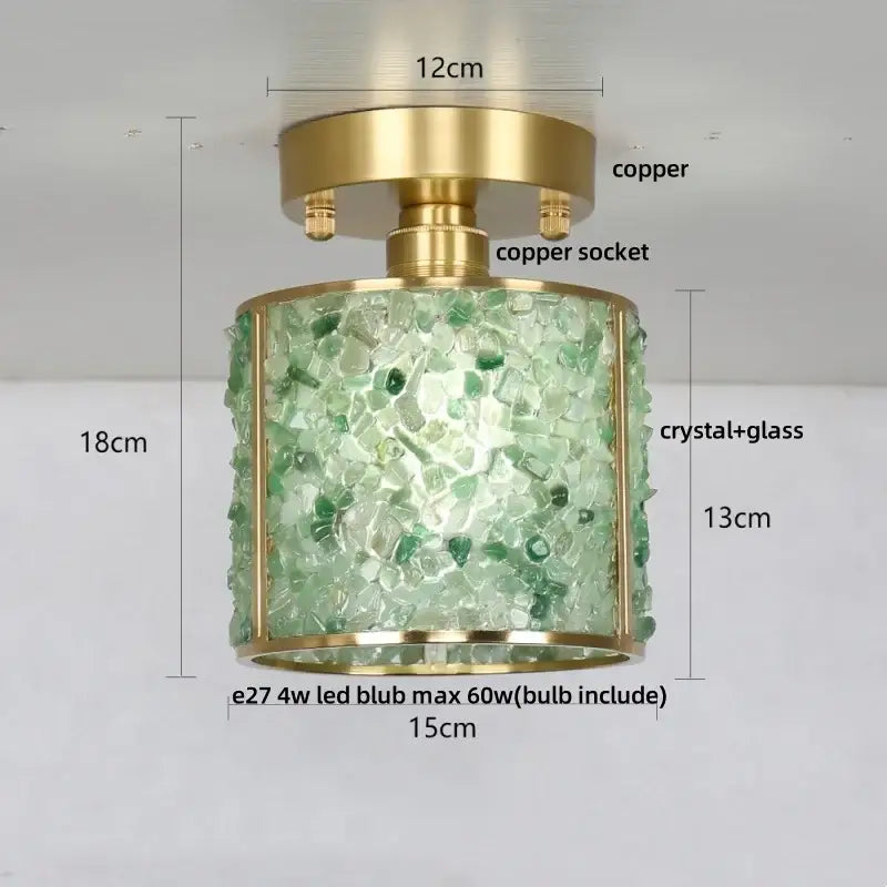 Modern gold and pale green glass mosaic ceiling light bedroom