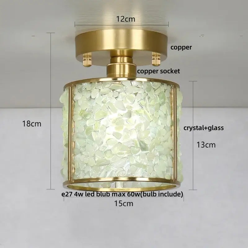 Modern gold and pale green glass mosaic ceiling light bedroom