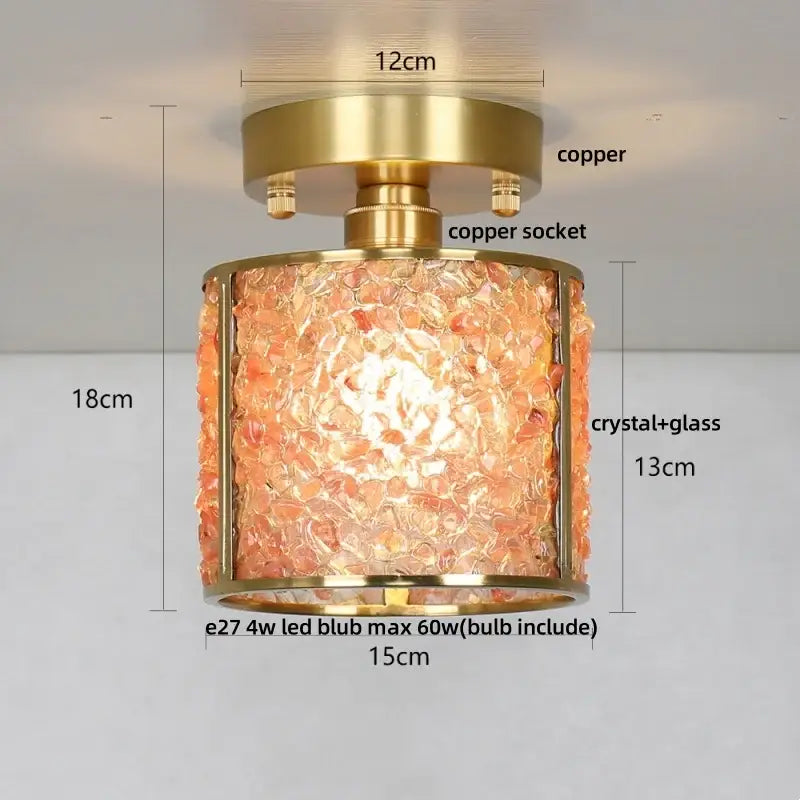 Modern gold and pale green glass mosaic ceiling light bedroom