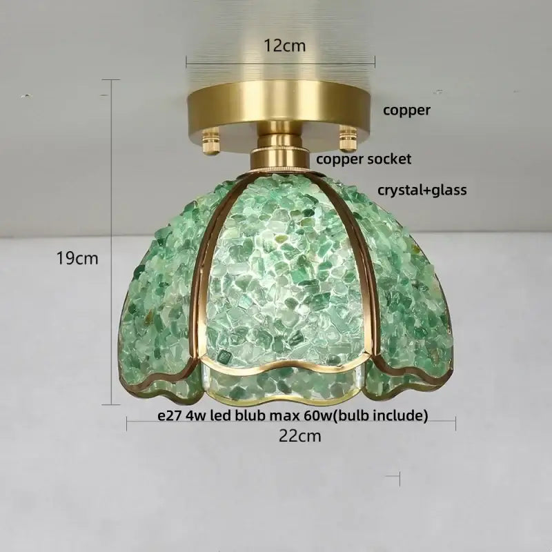Modern gold and pale green glass mosaic ceiling light bedroom