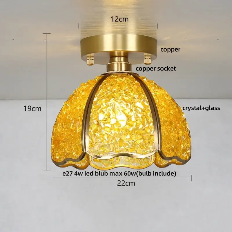 Modern gold and pale green glass mosaic ceiling light bedroom