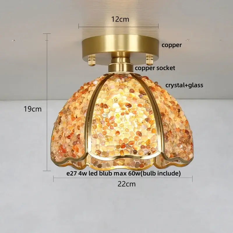 Modern gold and pale green glass mosaic ceiling light bedroom