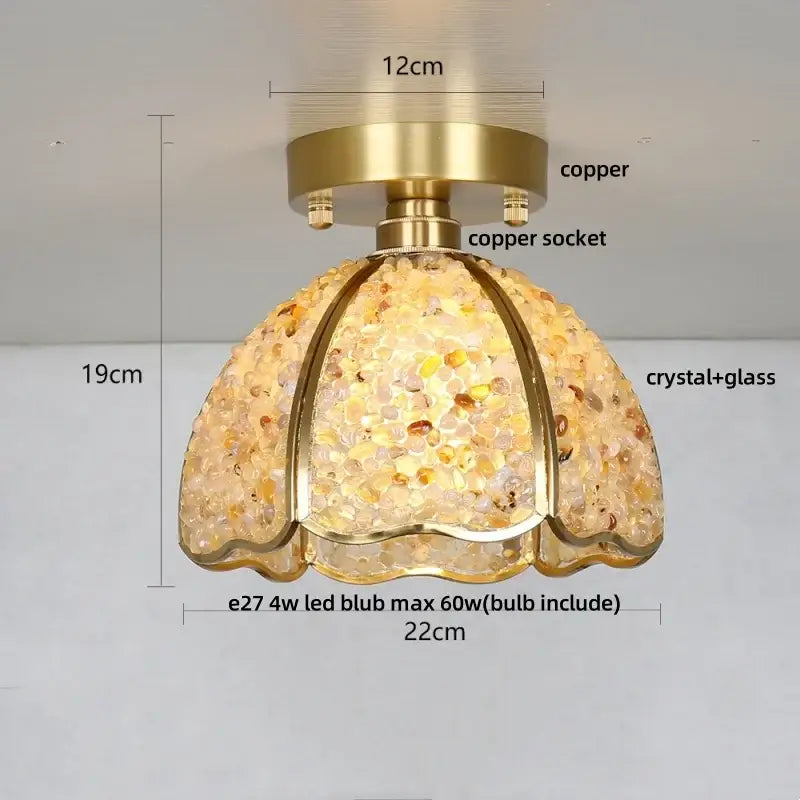Modern gold and pale green glass mosaic ceiling light bedroom