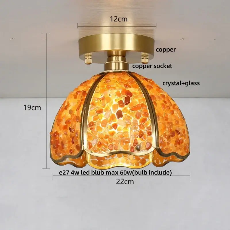 Modern gold and pale green glass mosaic ceiling light bedroom