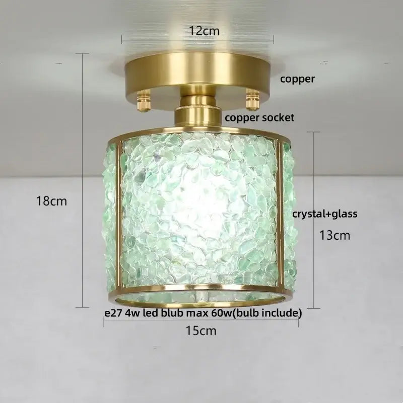 Modern gold and pink column glass crystal ceiling light bedroom