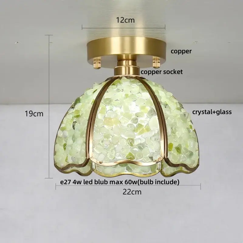 Modern gold and pink column glass crystal ceiling light bedroom