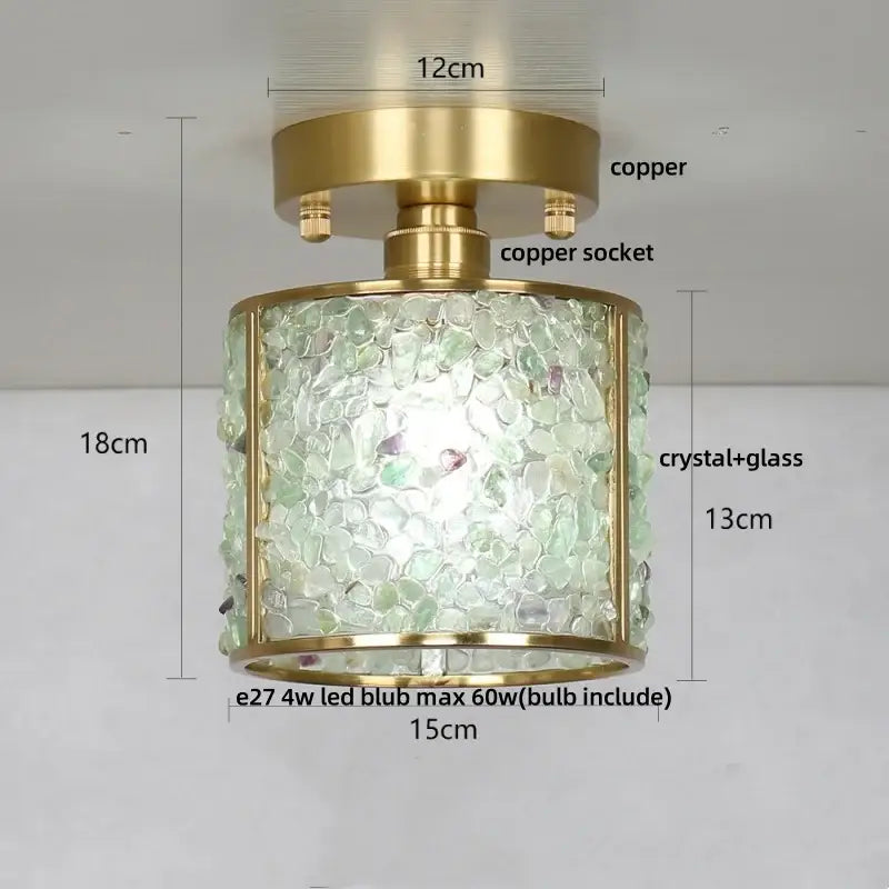 Modern gold and pink column glass crystal ceiling light bedroom