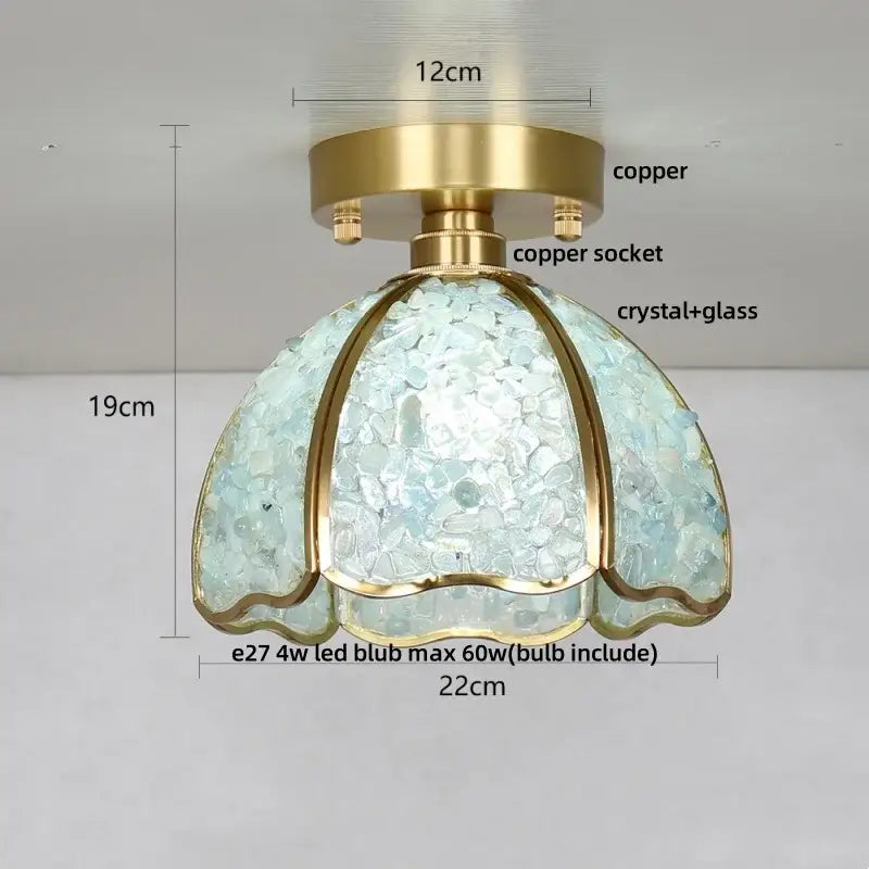 Modern gold and pink column glass crystal ceiling light bedroom