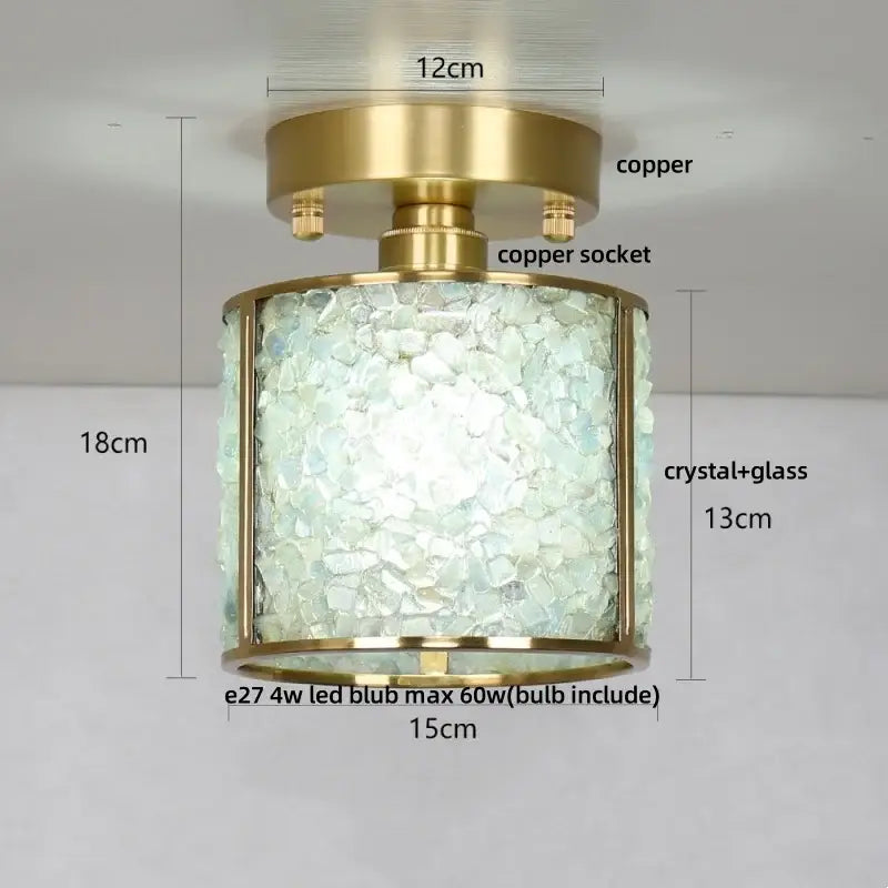 Modern gold and pink column glass crystal ceiling light bedroom