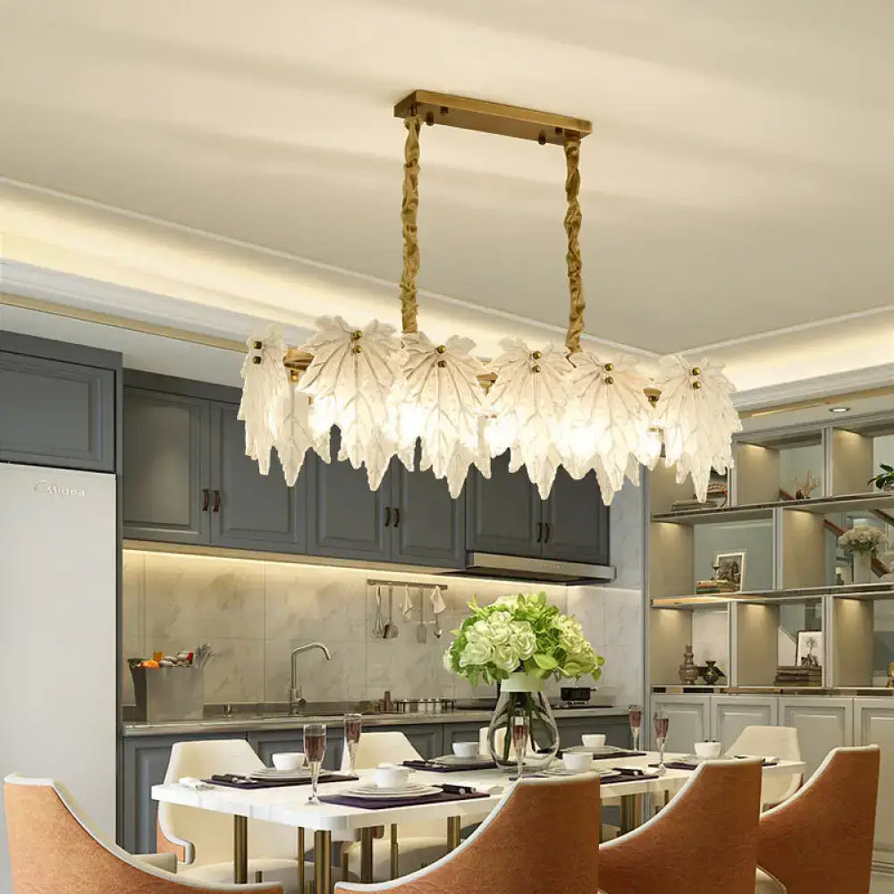 Modern gold and white glass floral pendant light dining room