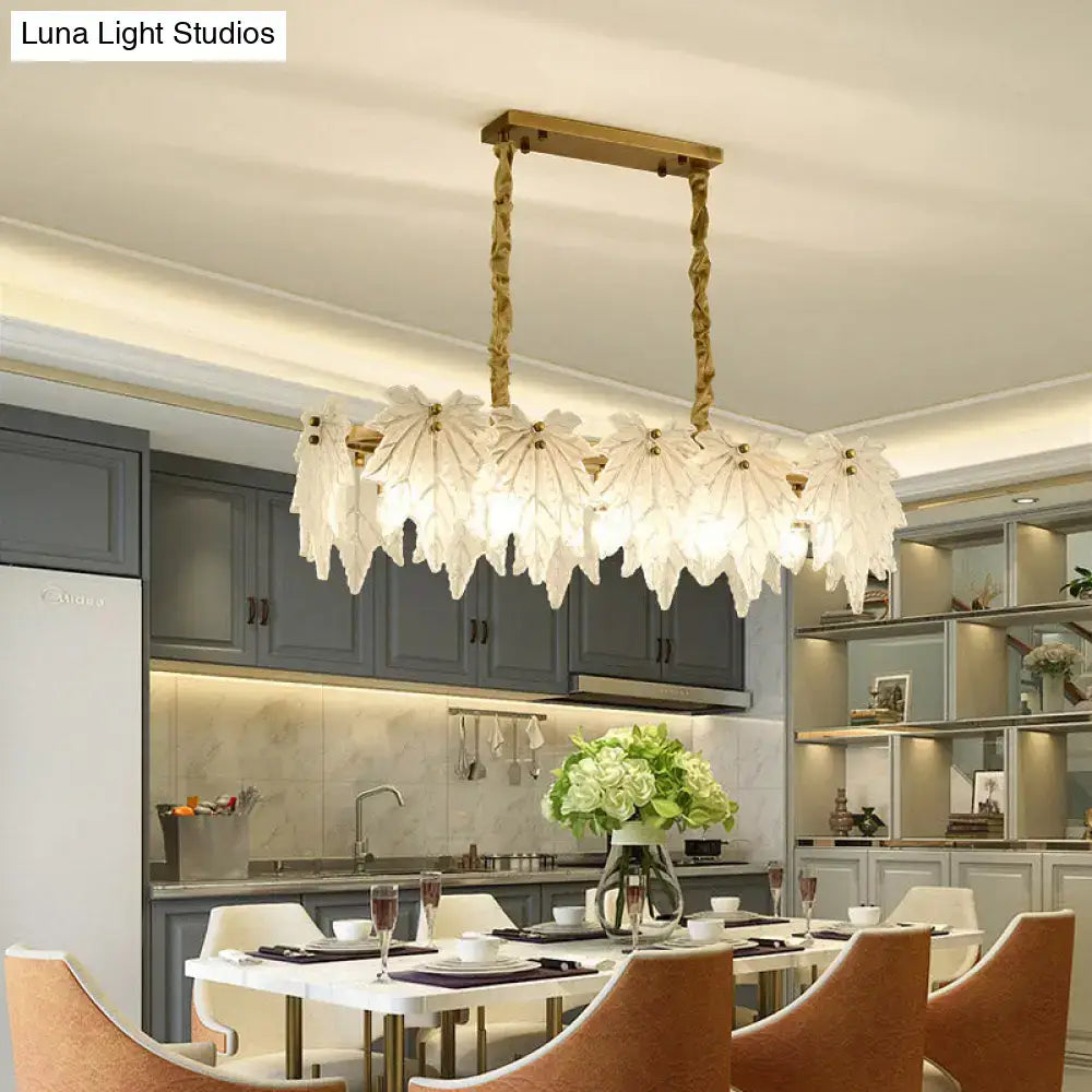 Modern gold and white glass floral pendant light dining room