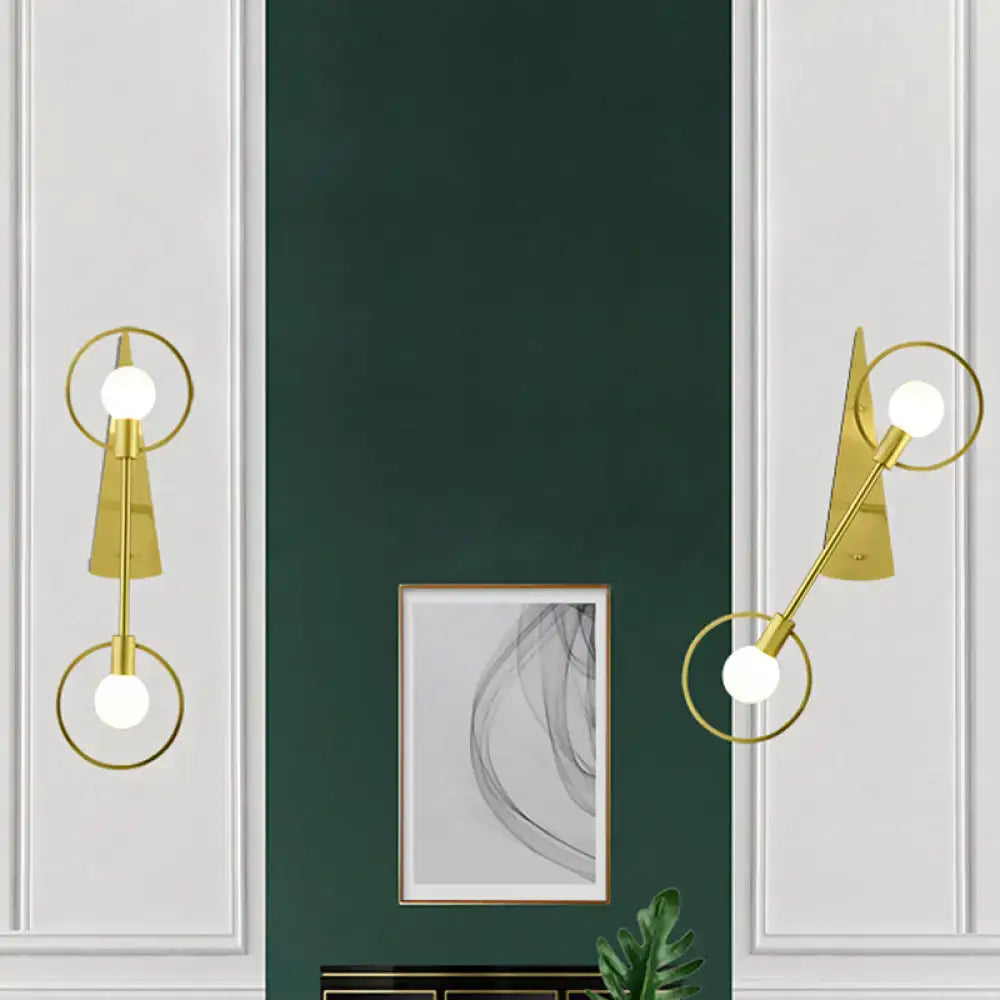 Modern gold angular ring sconce light fixture for bedroom