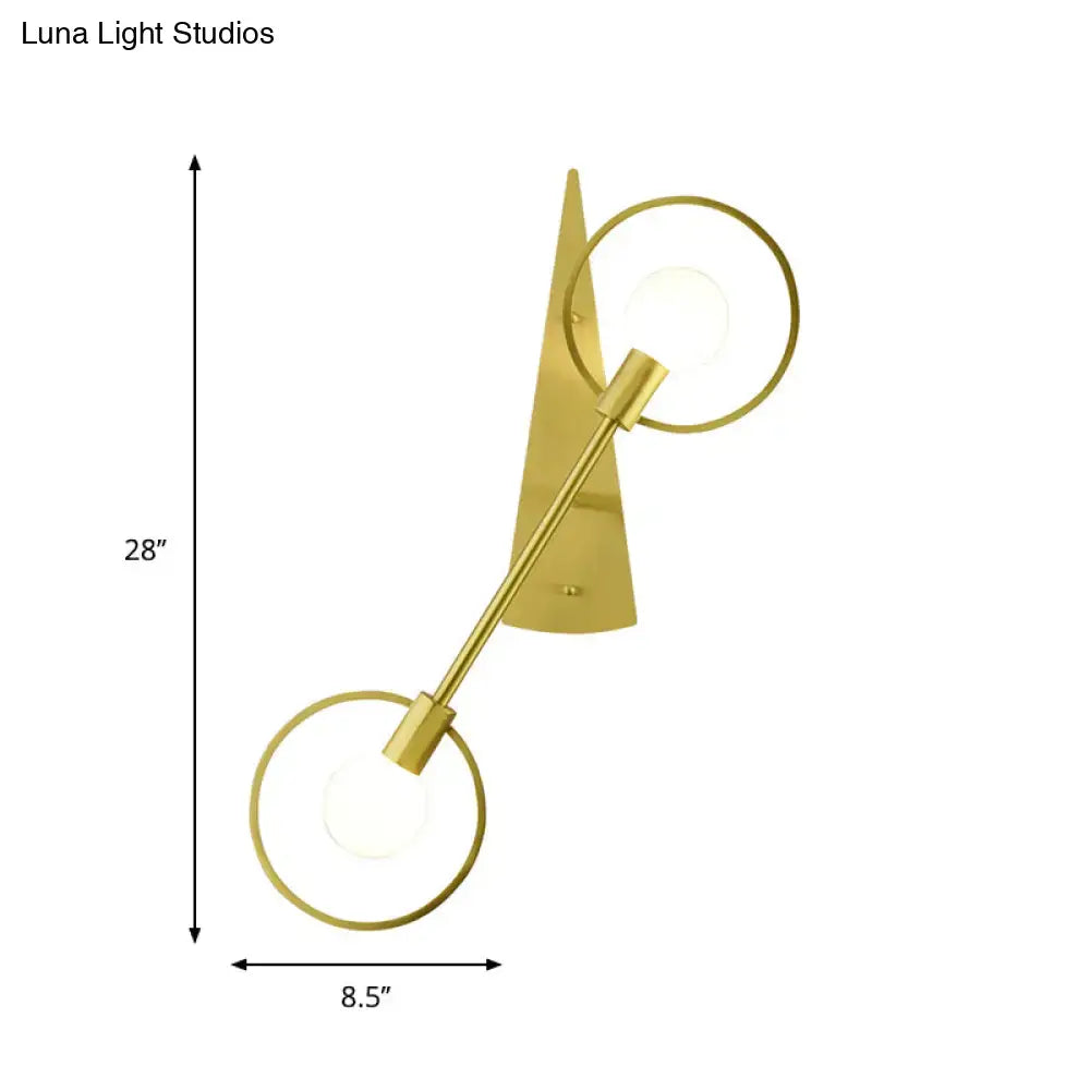 Modern gold angular ring sconce light fixture for bedroom