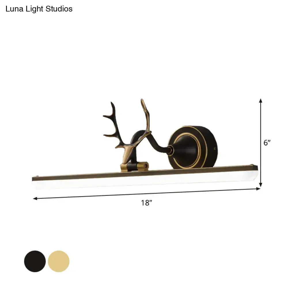Modern gold & black antler vanity sconce light bedroom wall lamp