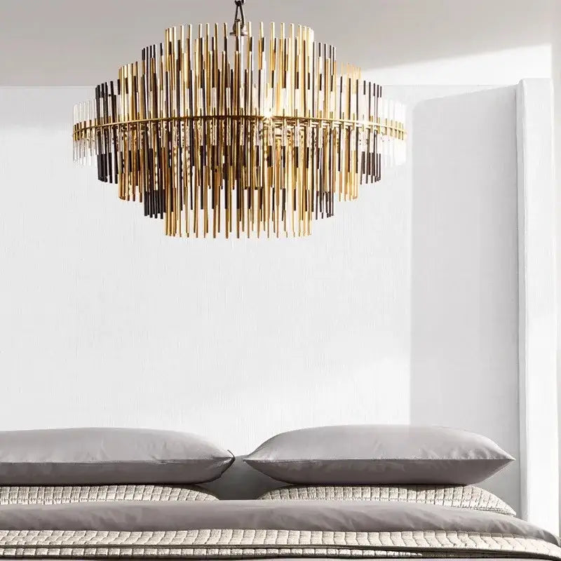Modern gold & black brass glass ceiling chandelier living room light