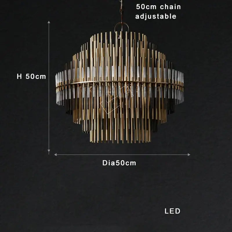 Modern gold & black brass glass ceiling chandelier living room light