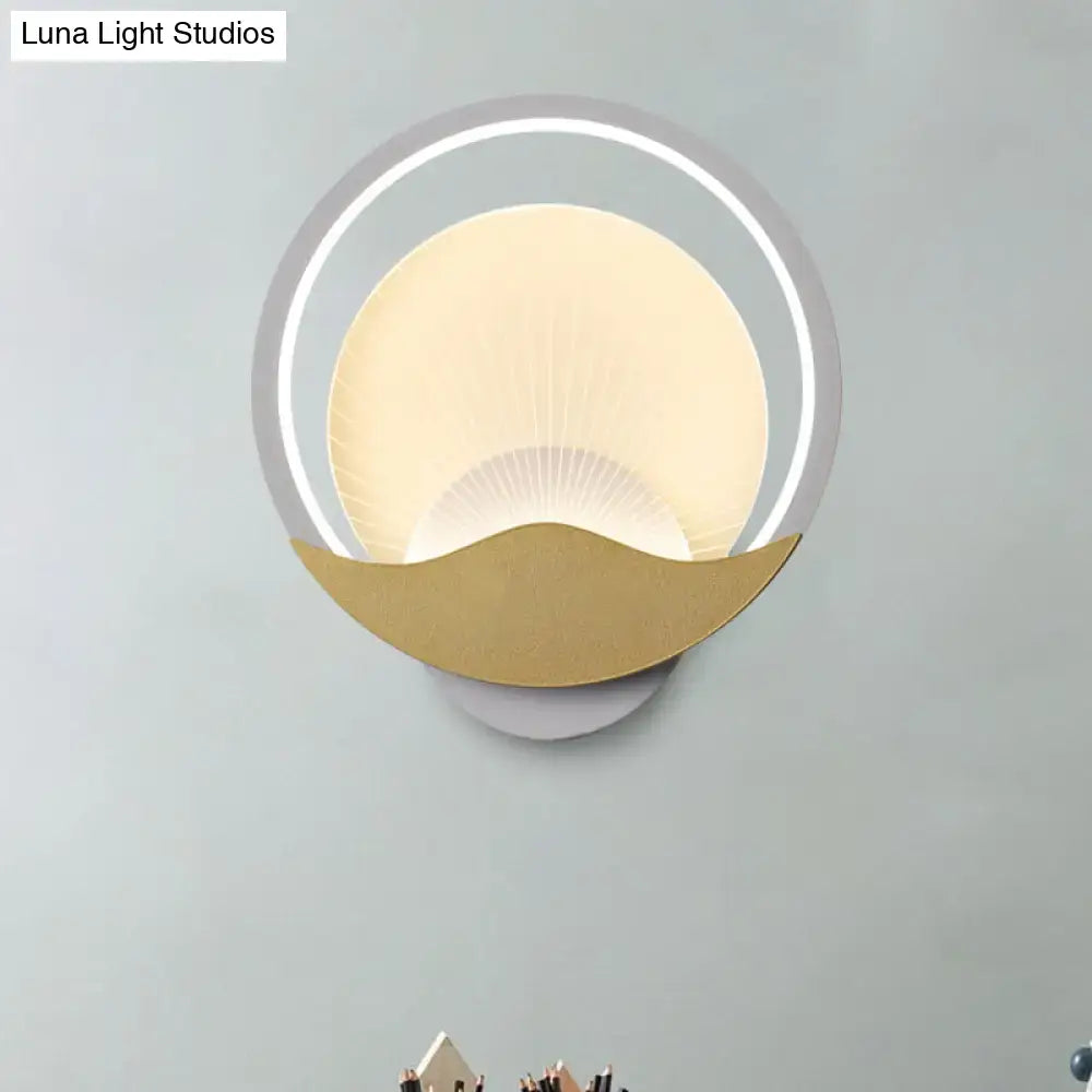 Modern gold & black circular led wall sconce bedroom light