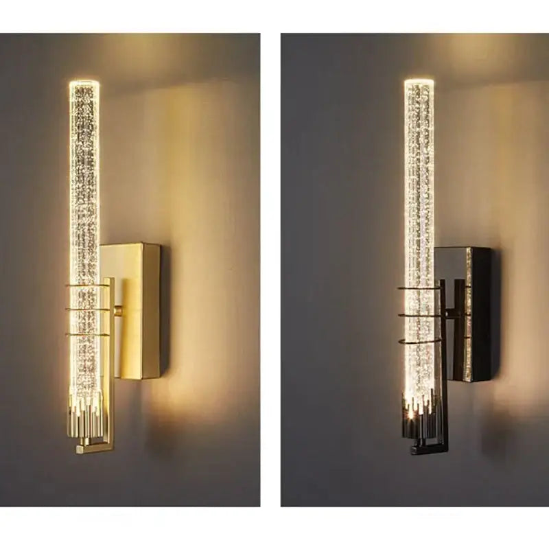 Modern gold & black crystal led wall sconce bedroom light