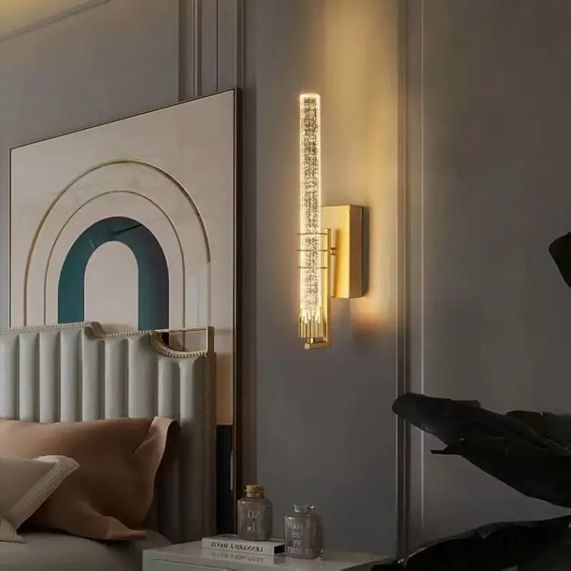 Modern gold & black crystal led wall sconce bedroom light