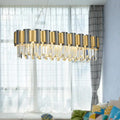 Modern gold & black crystal rod hanging lamp dining room chandelier