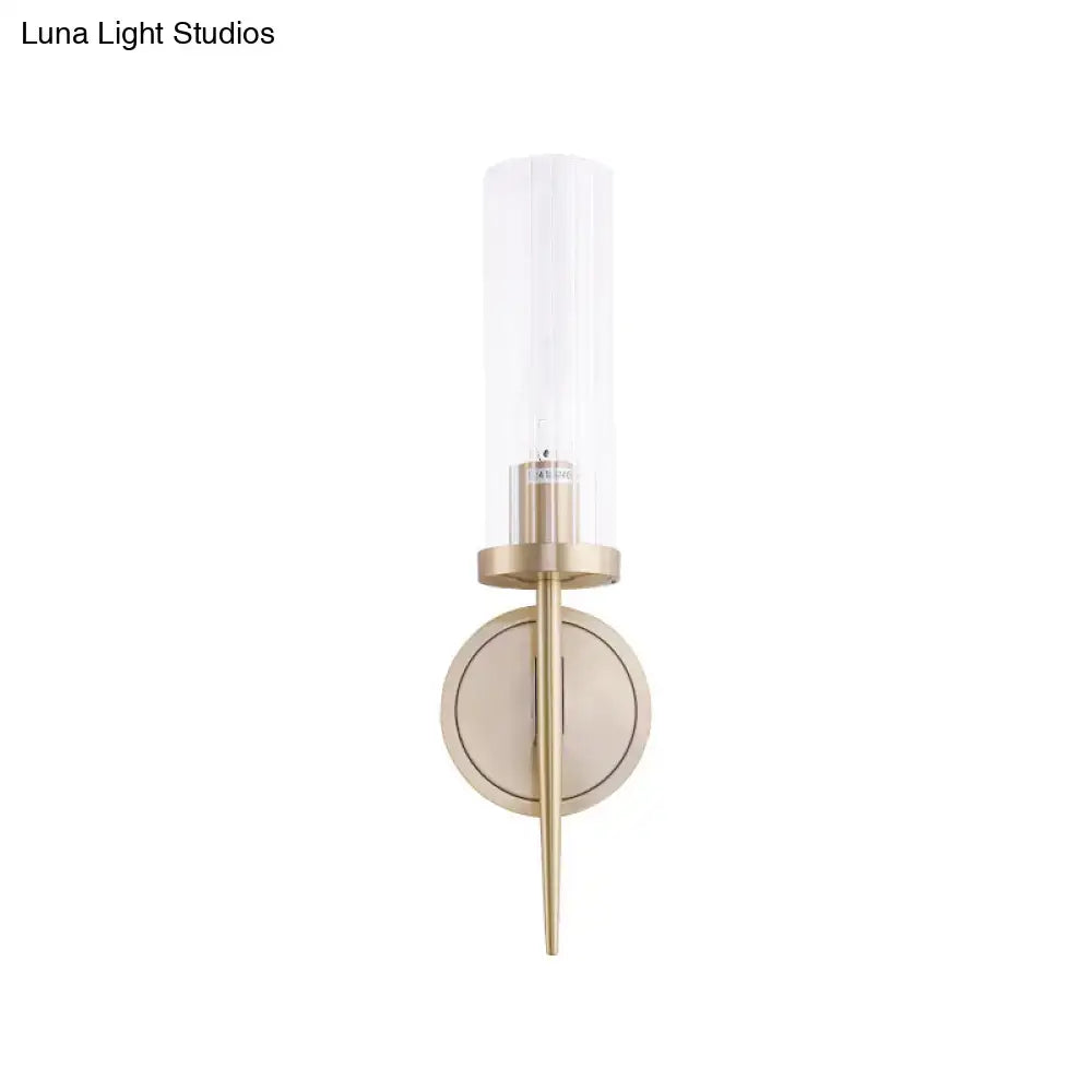 Modern gold & black fluted glass wall lamp bedroom sconce light