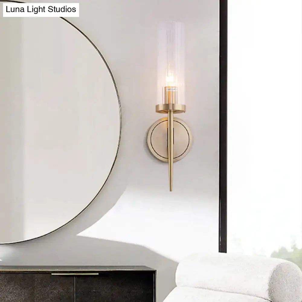 Modern gold & black fluted glass wall lamp bedroom sconce light