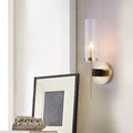Modern gold & black fluted glass wall lamp bedroom sconce light