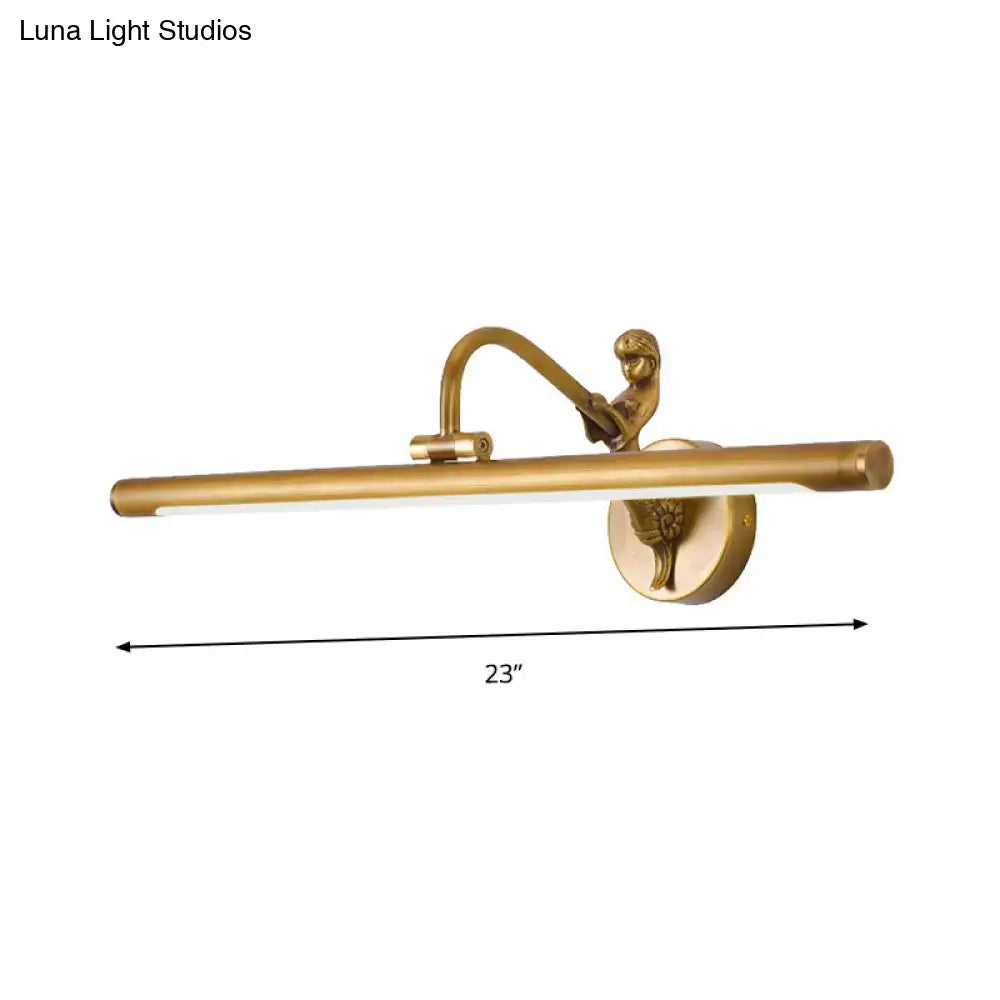 Modern gold and black wall sconce with decorative figure holding lamp arm fixture height and bulb included