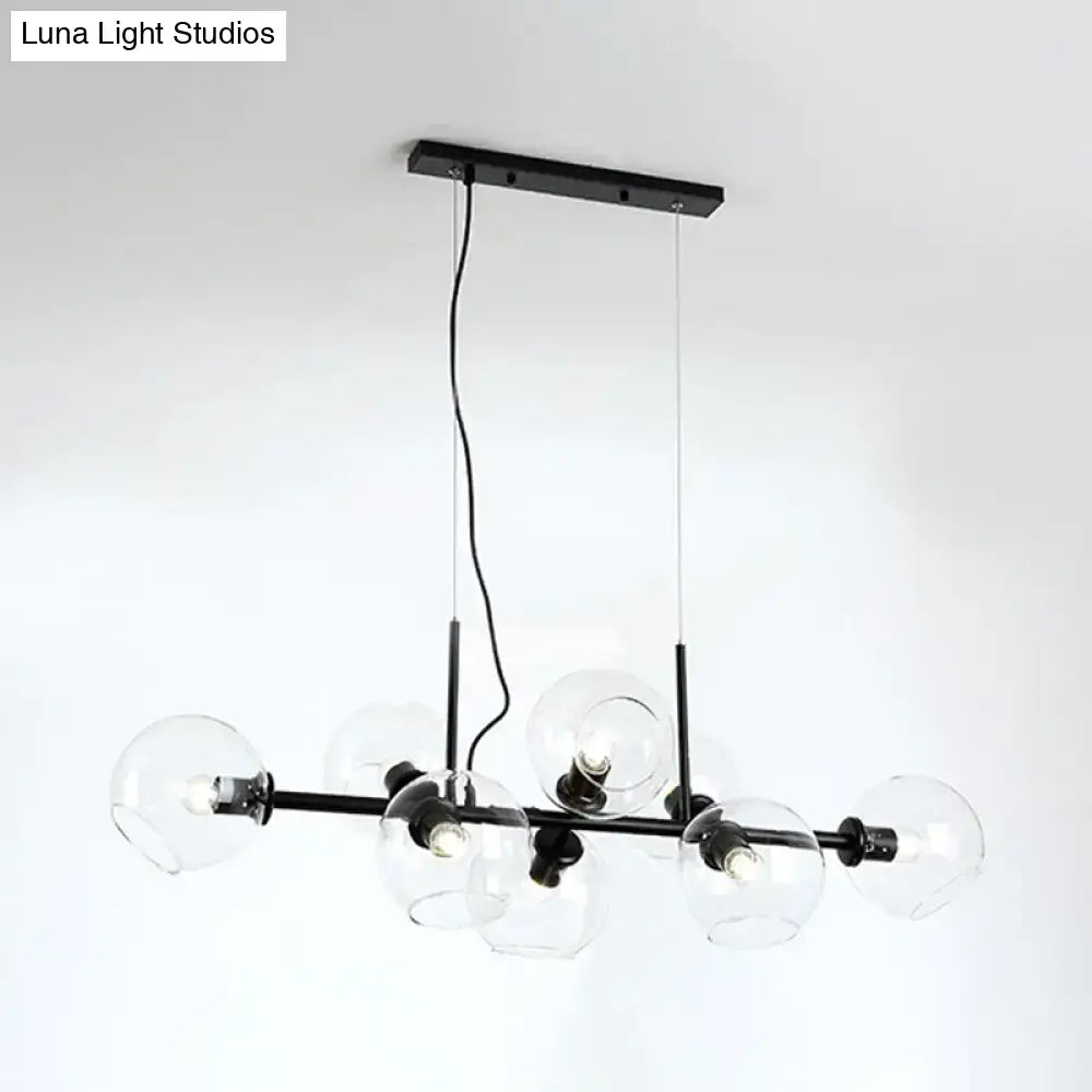 Modern gold & black linear design smoky glass kitchen island light