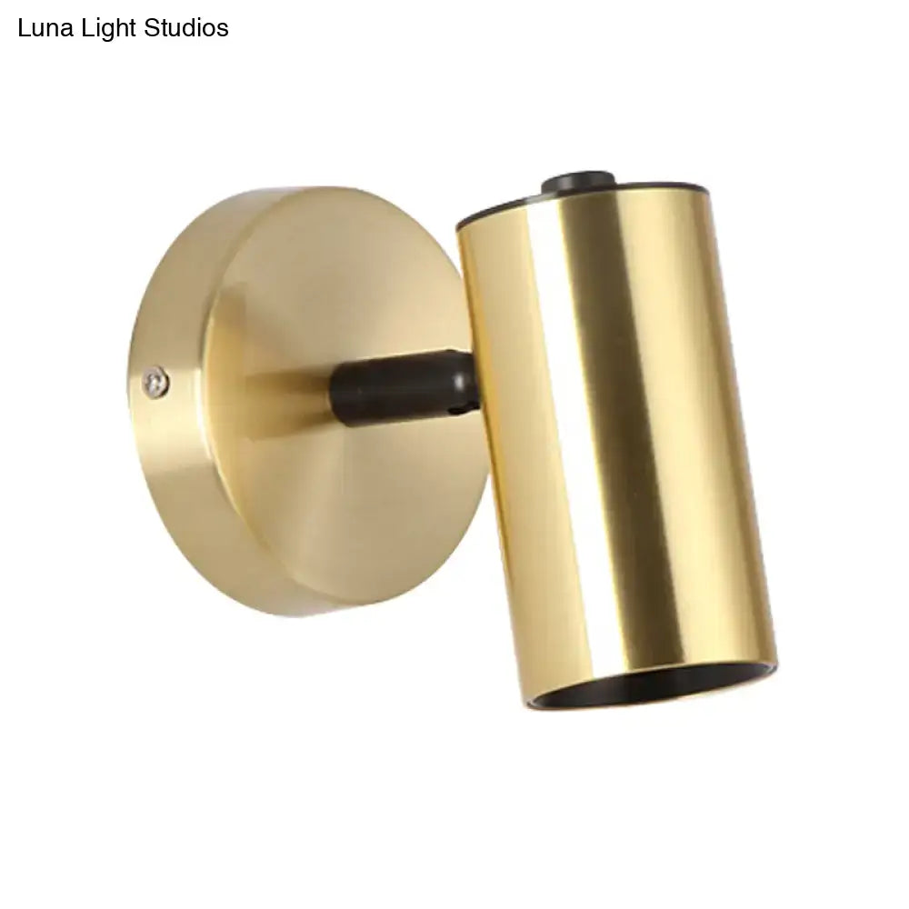 Modern gold & black metallic tube led light bedside wall sconce