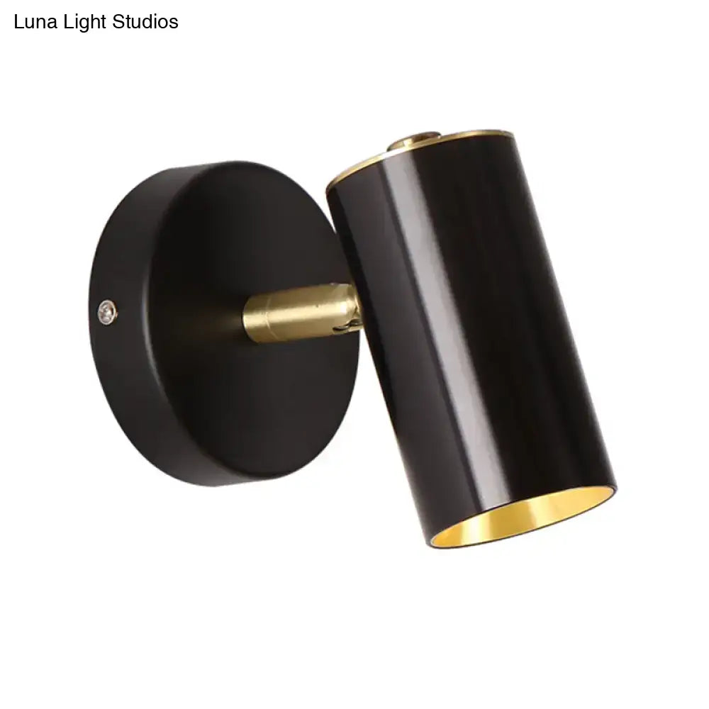 Modern gold & black metallic tube led light bedside wall sconce