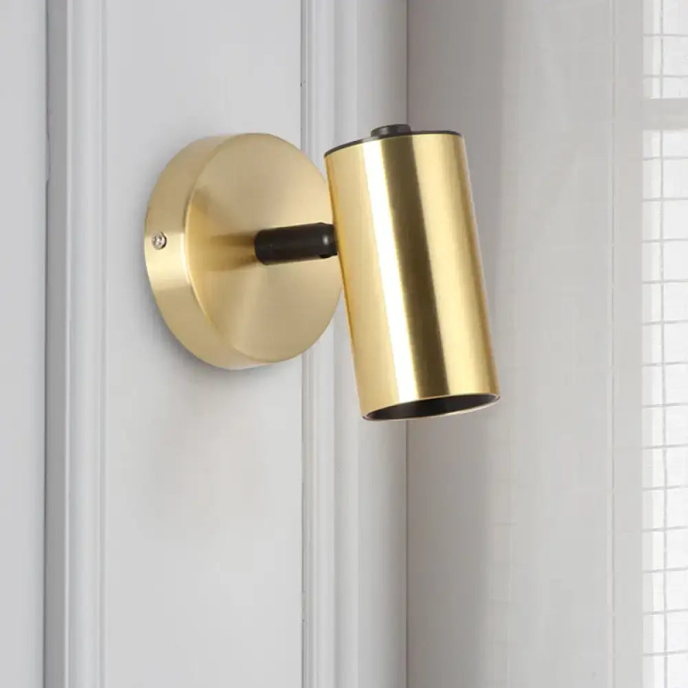 Modern gold & black metallic tube led light bedside wall sconce