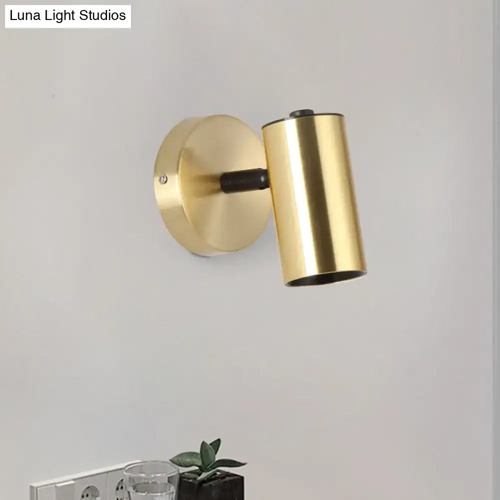Modern gold & black metallic tube led light bedside wall sconce