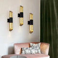 Modern gold & black rotatable cylinder wall sconce bedroom light