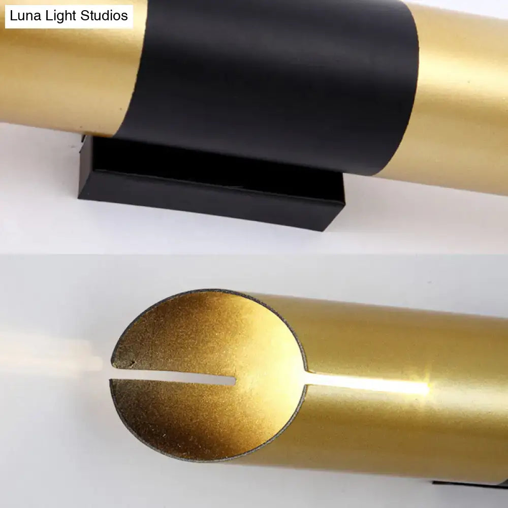 Modern gold & black rotatable cylinder wall sconce bedroom light
