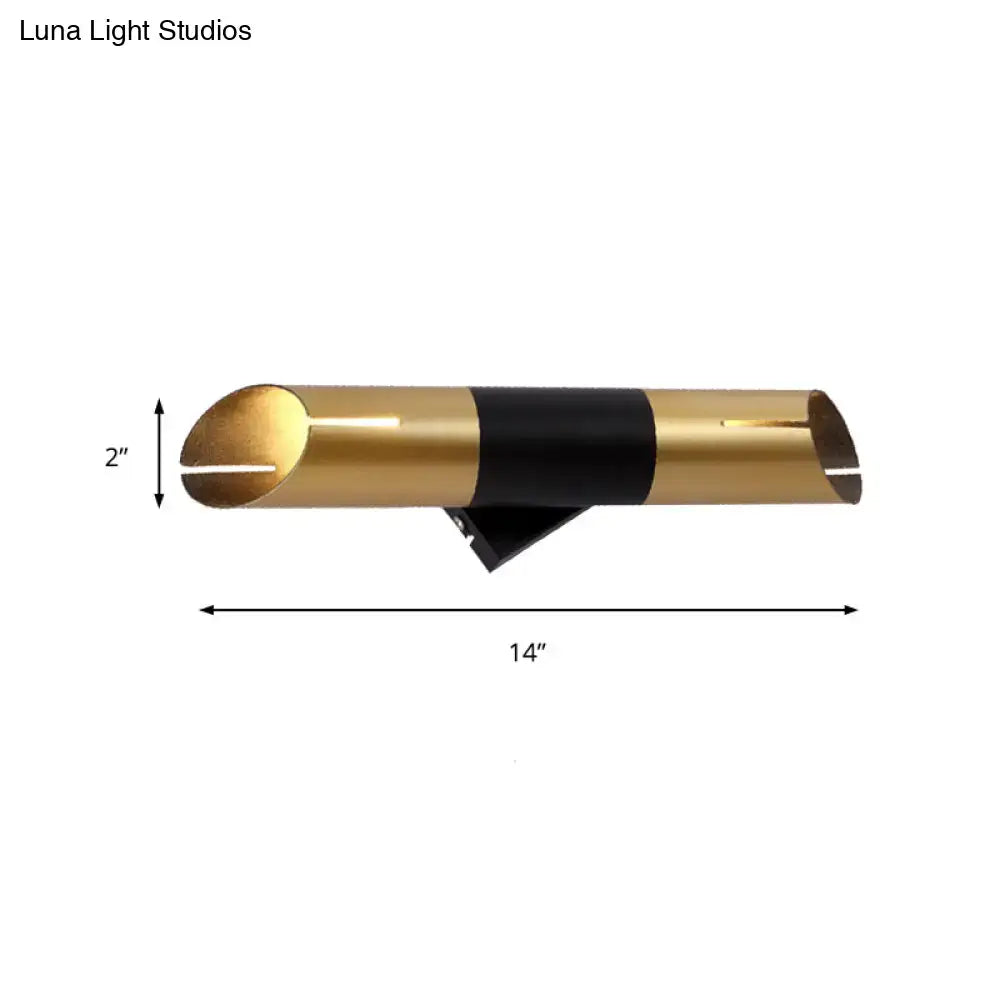 Modern gold & black rotatable cylinder wall sconce bedroom light