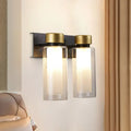 Modern gold & black wall lamp – bedroom dual cylinder light